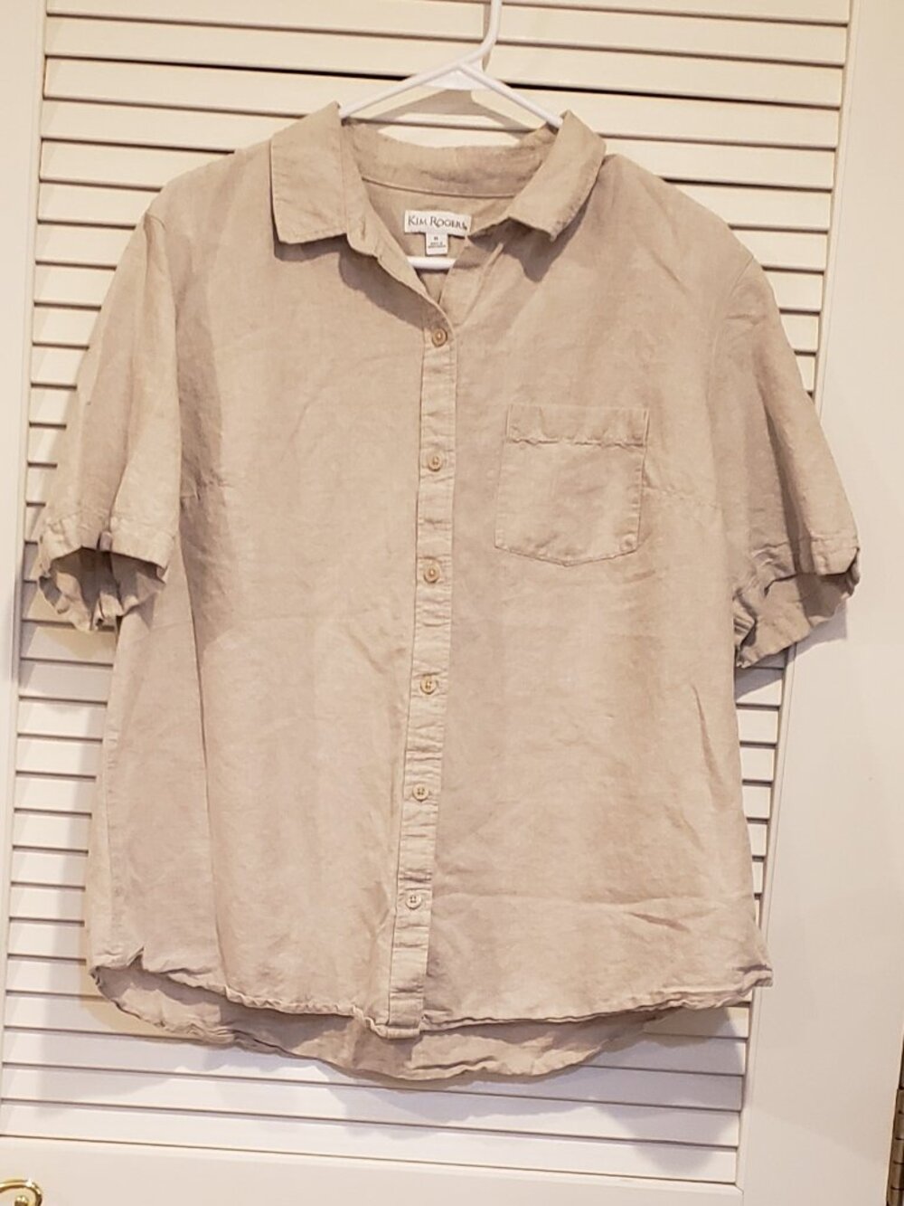 Kim Rogers Women's linen cotton blend button down shirt size XL